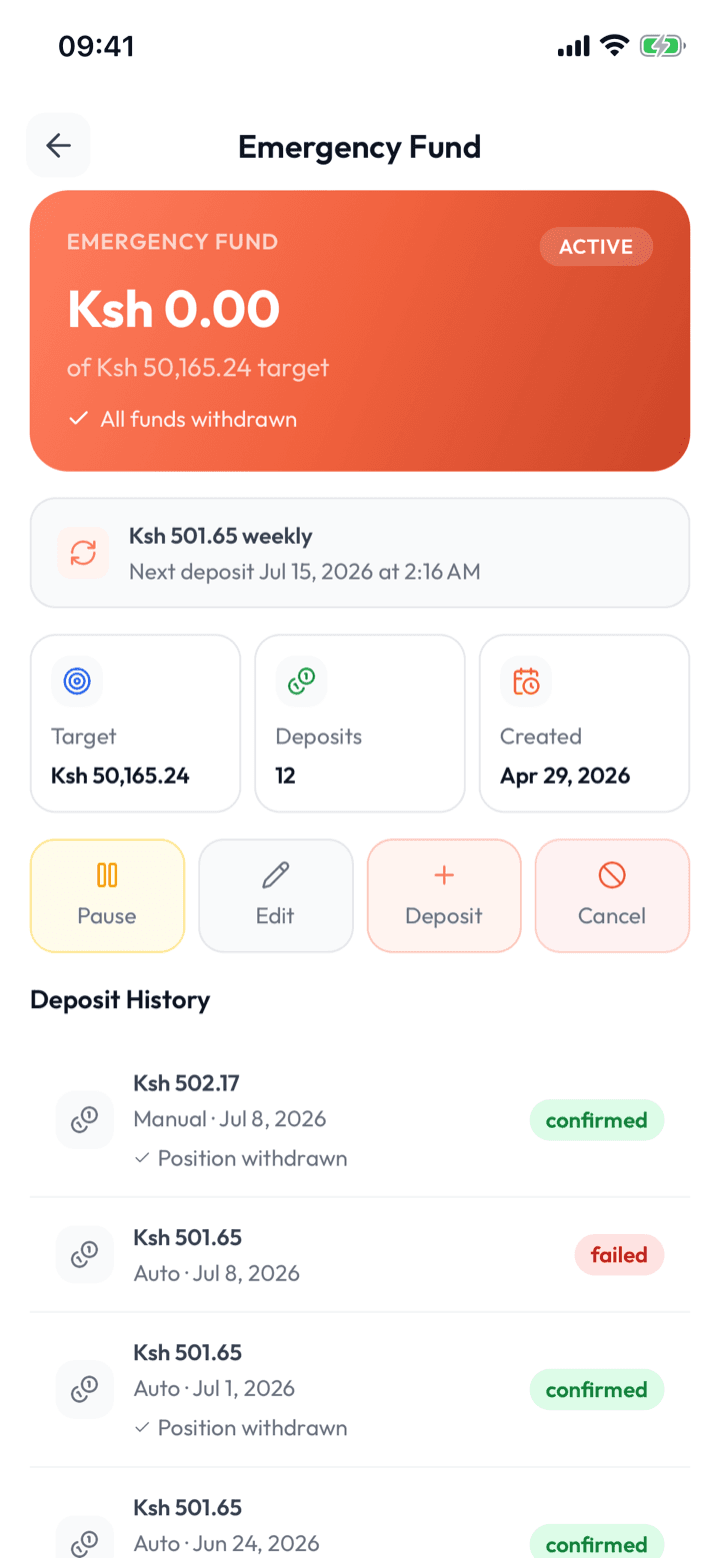 Expendi Savings That Fit Your Goals screen